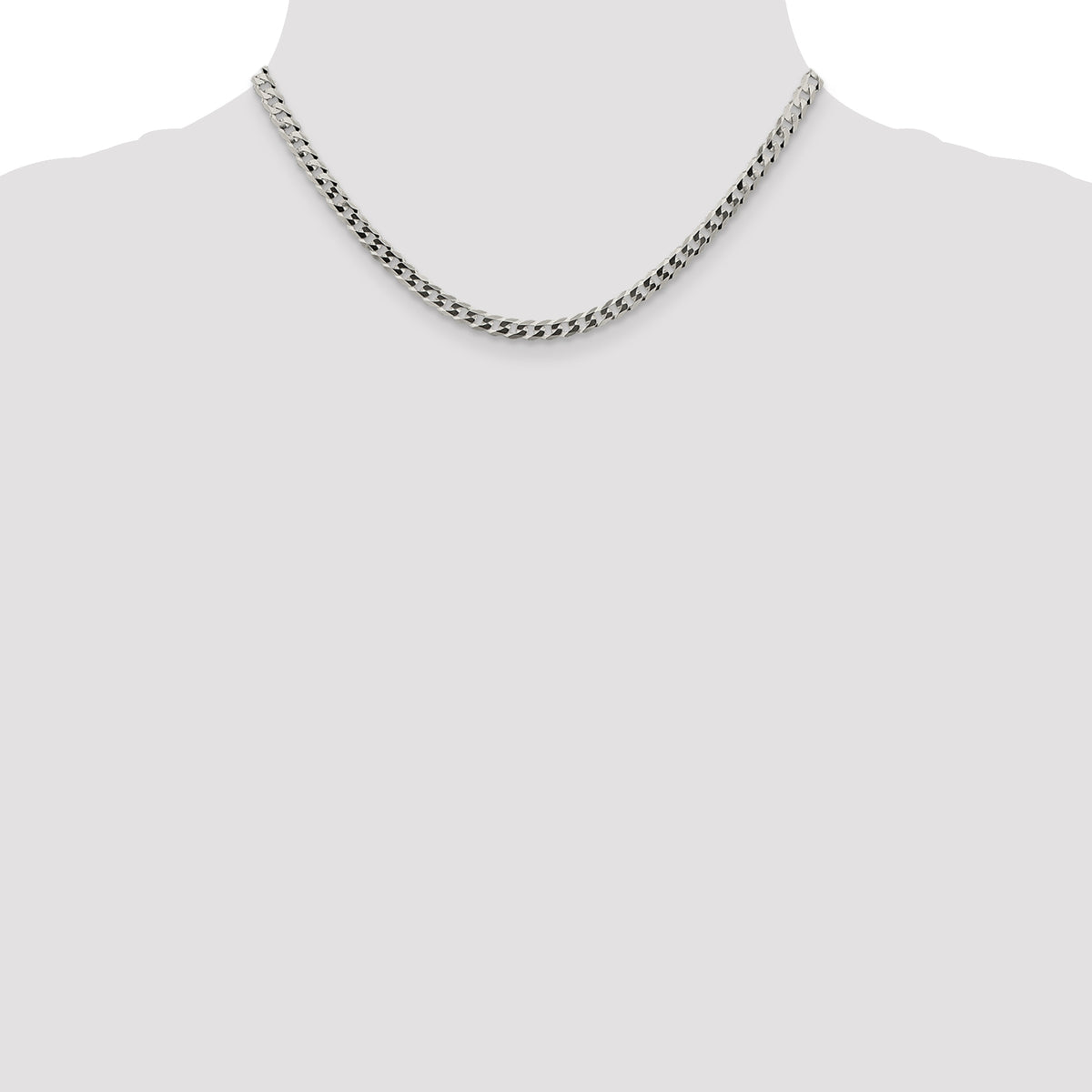Flat Curb Chain in Sterling Silver, 4.7mm - Sophia Jewelers