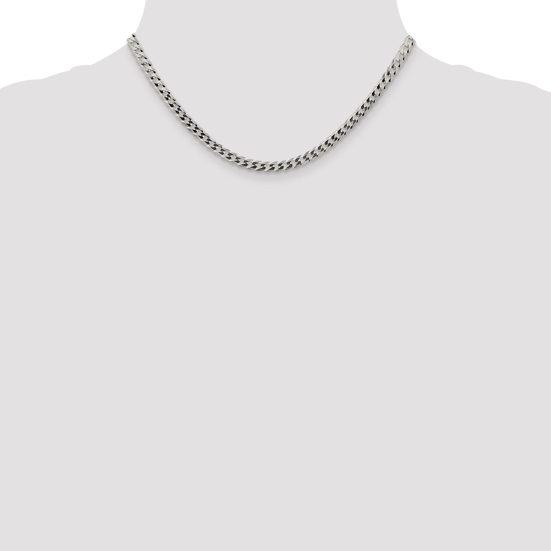 Sterling Silver 4.7mm Flat Curb Chain