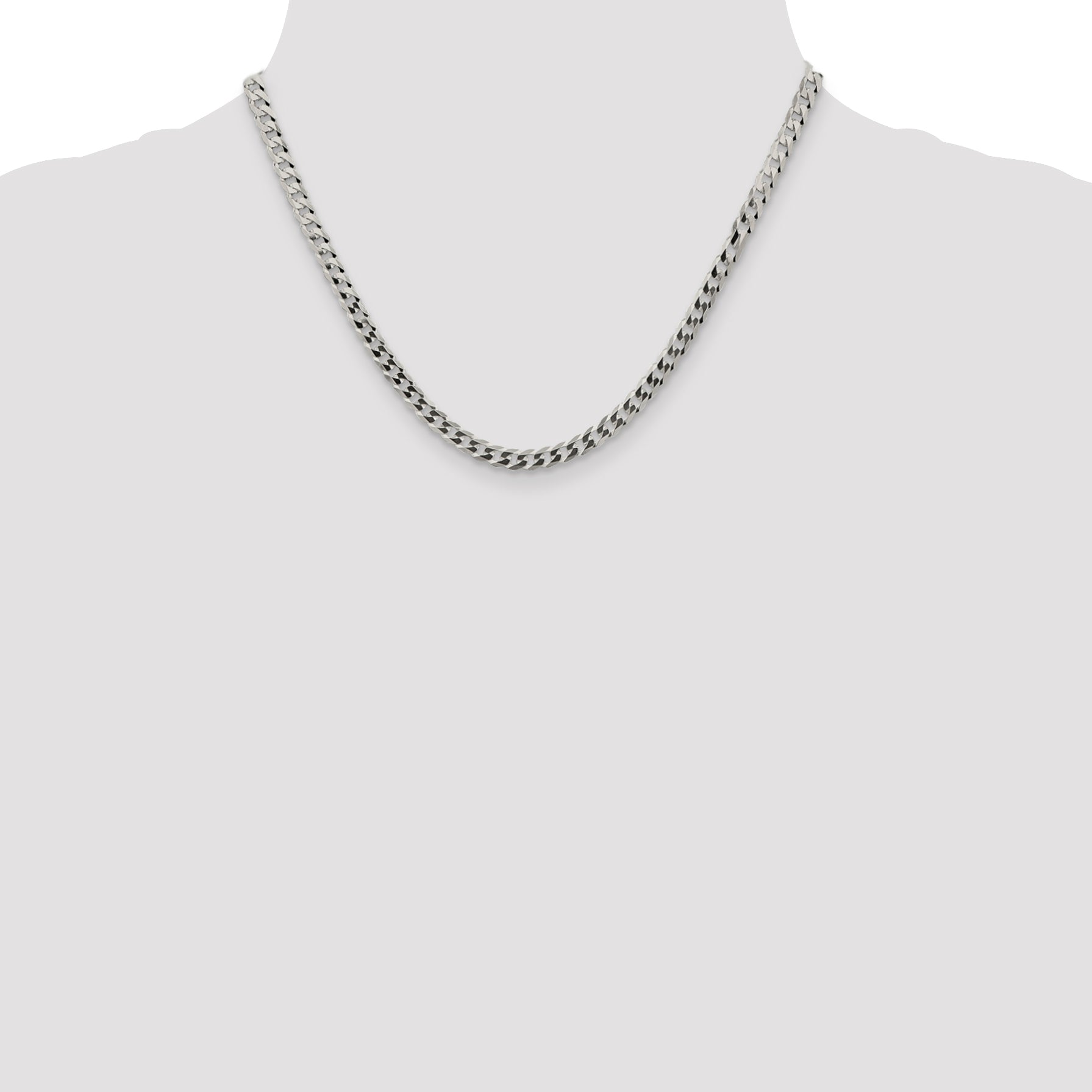 Sterling Silver 4.7mm Flat Curb Chain