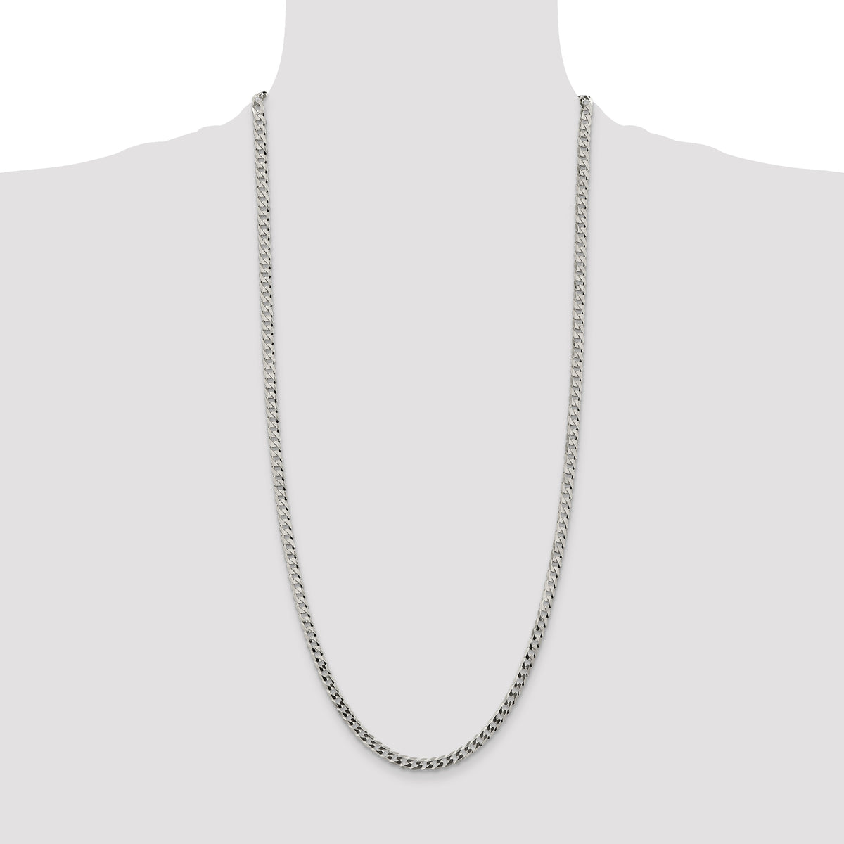 Flat Curb Chain in Sterling Silver, 4.7mm - Sophia Jewelers