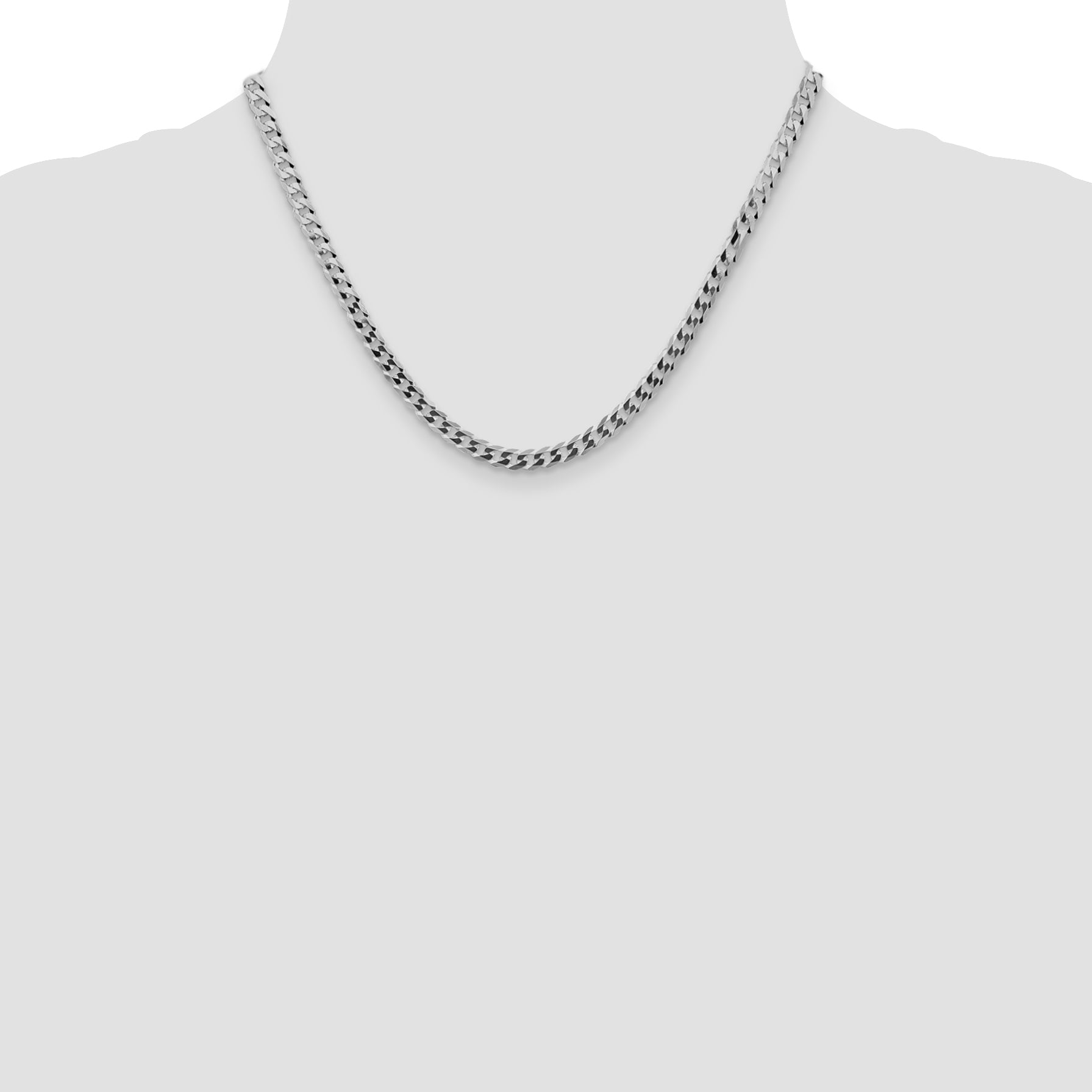 Sterling Silver Rhodium-plated 4.7mm Flat Curb Chain