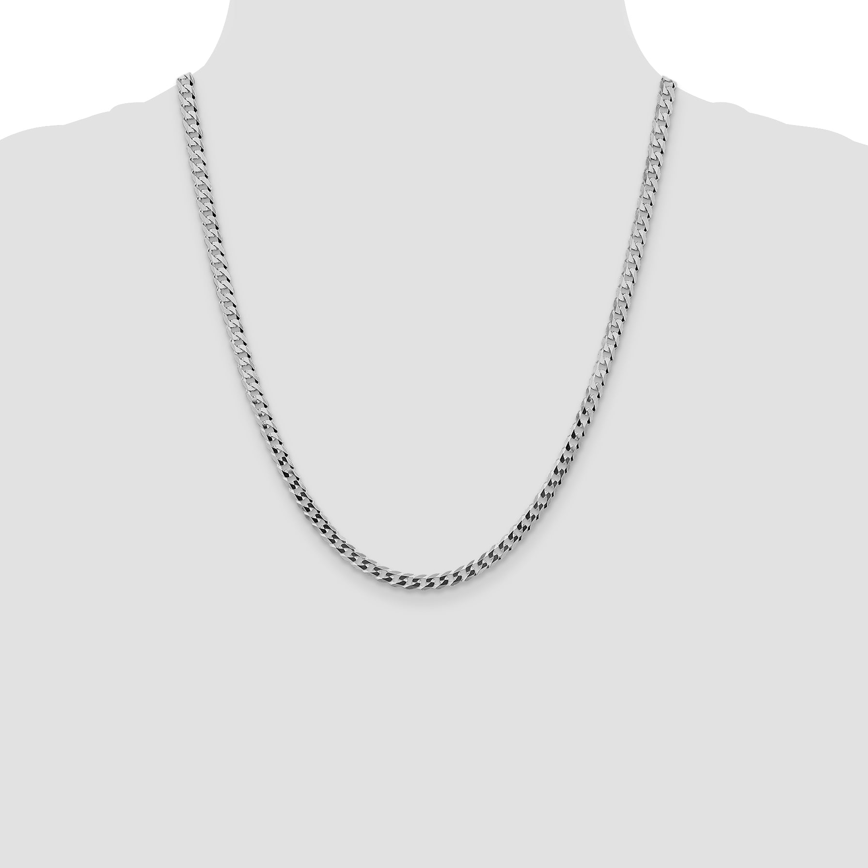 Sterling Silver Rhodium-plated 4.7mm Flat Curb Chain