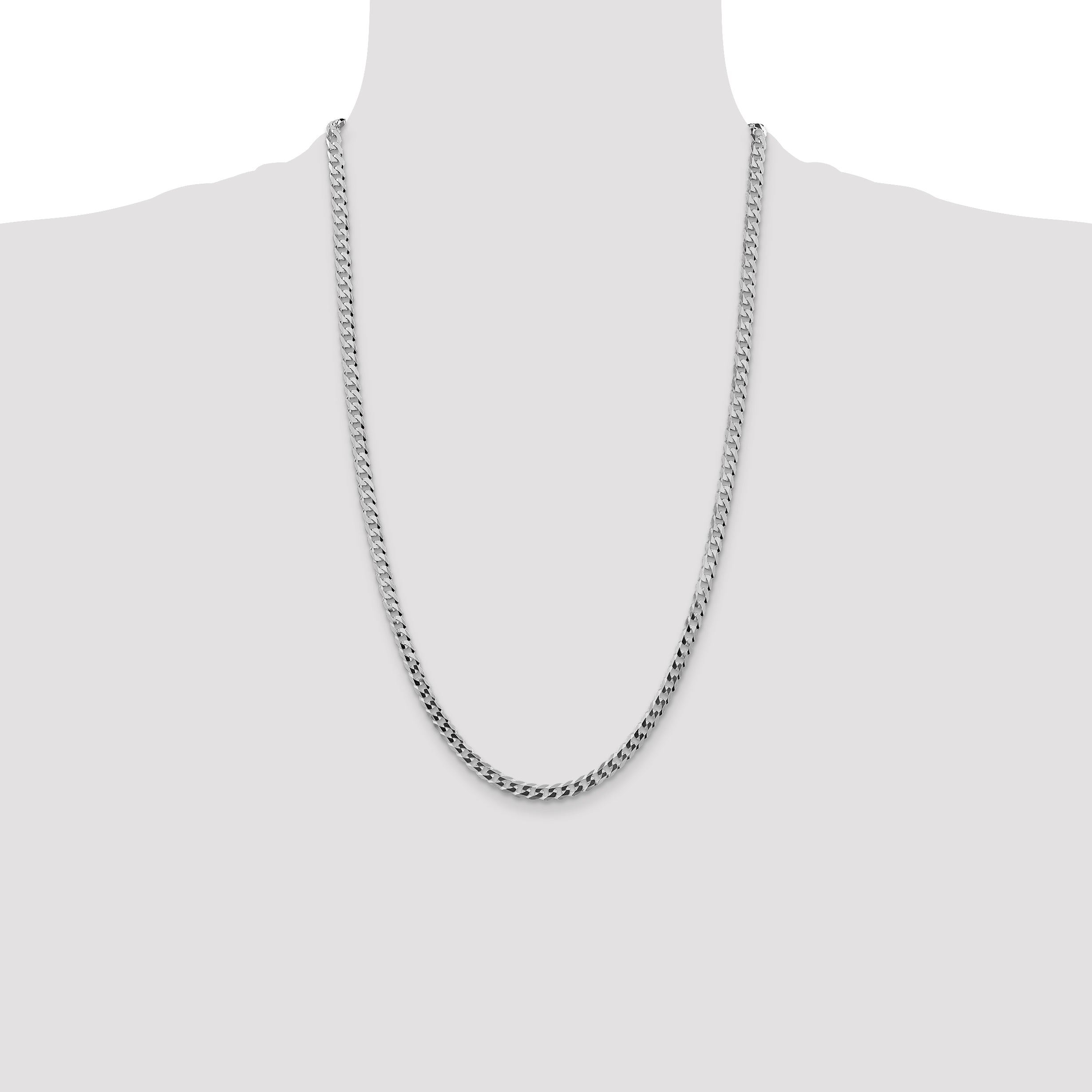 Sterling Silver Rhodium-plated 4.7mm Flat Curb Chain