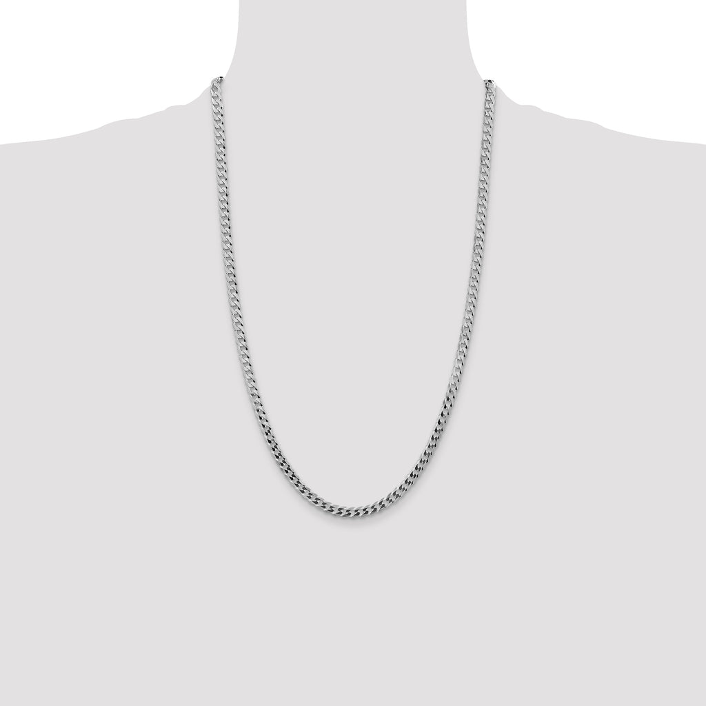 Sterling Silver Rhodium-plated 4.7mm Flat Curb Chain