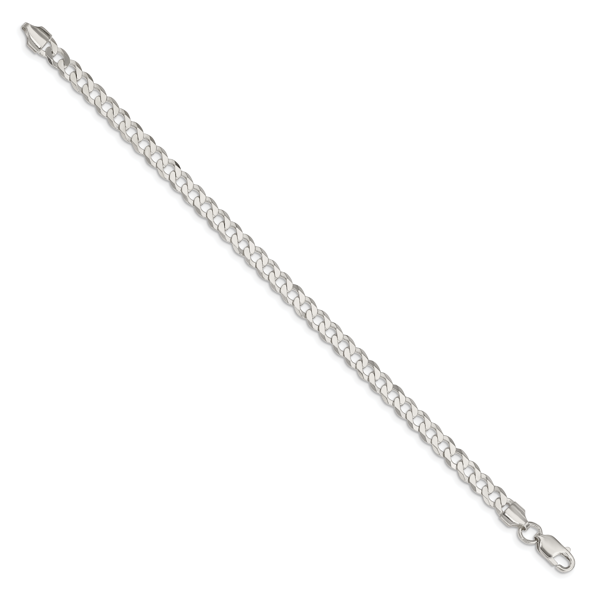 Flat Curb Chain Bracelet in Sterling Silver, 5.75mm Secondary image
