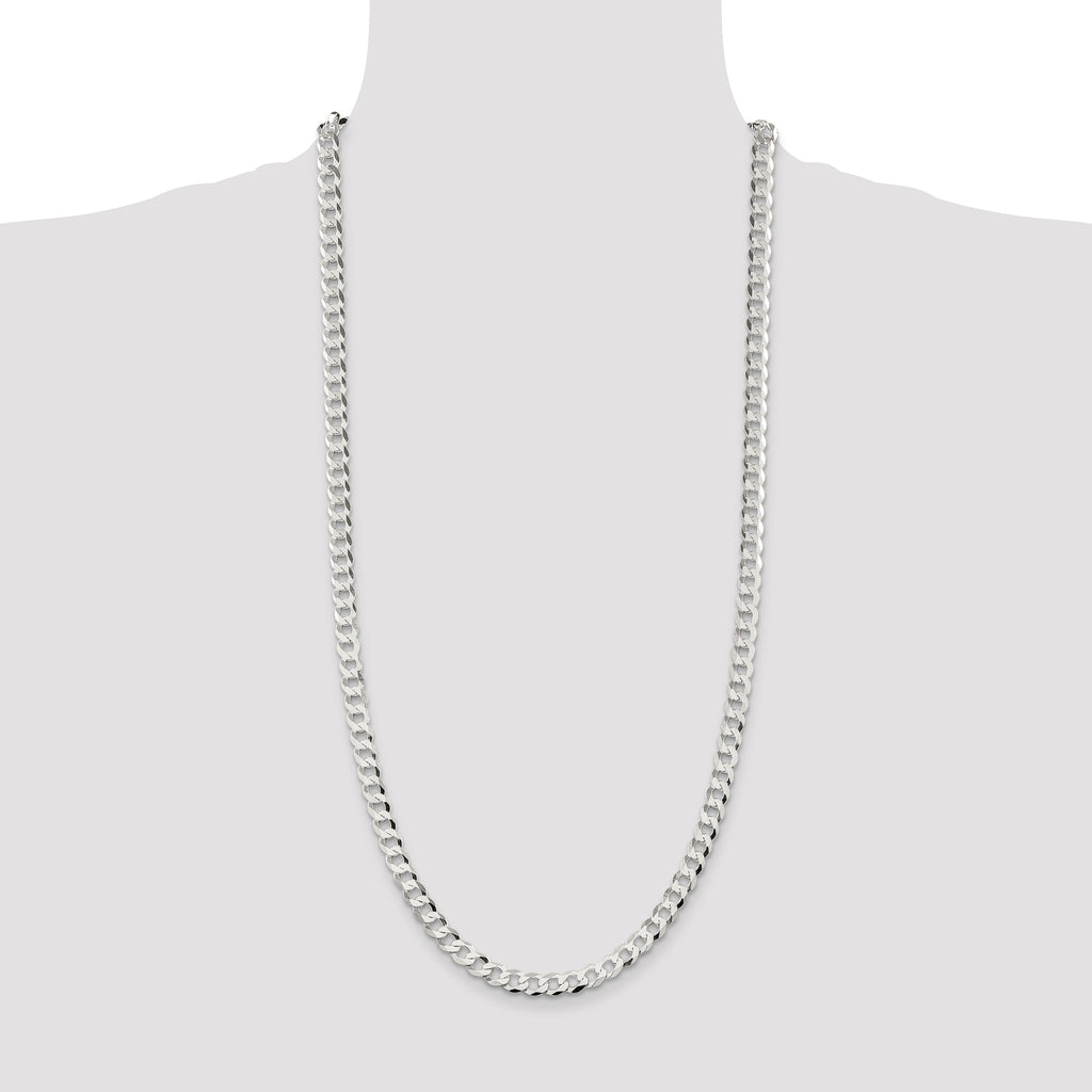 Sterling Silver 6.8mm Flat Curb Chain