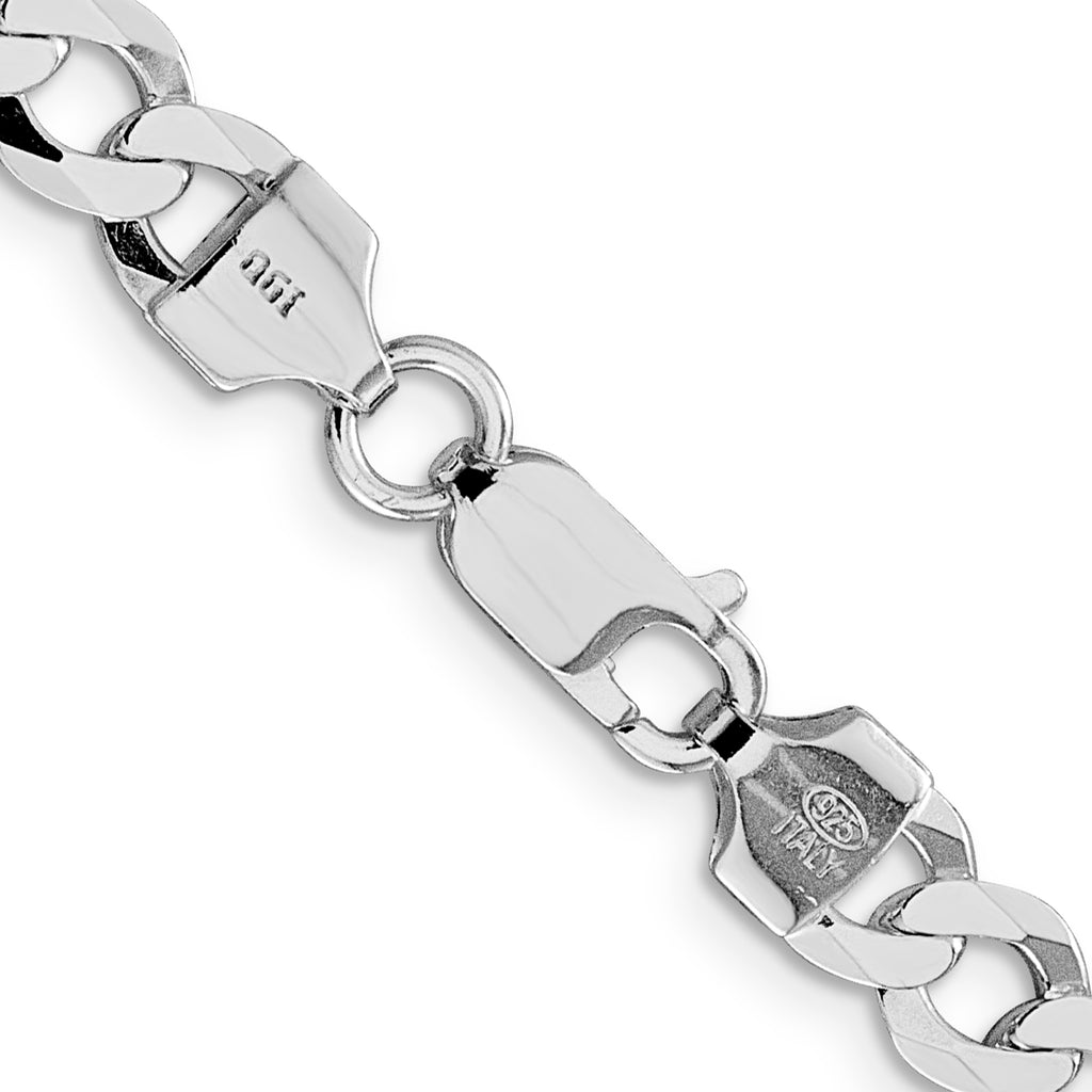 Sterling Silver Rhodium-Plated Curb Chain Necklace 6.8mm