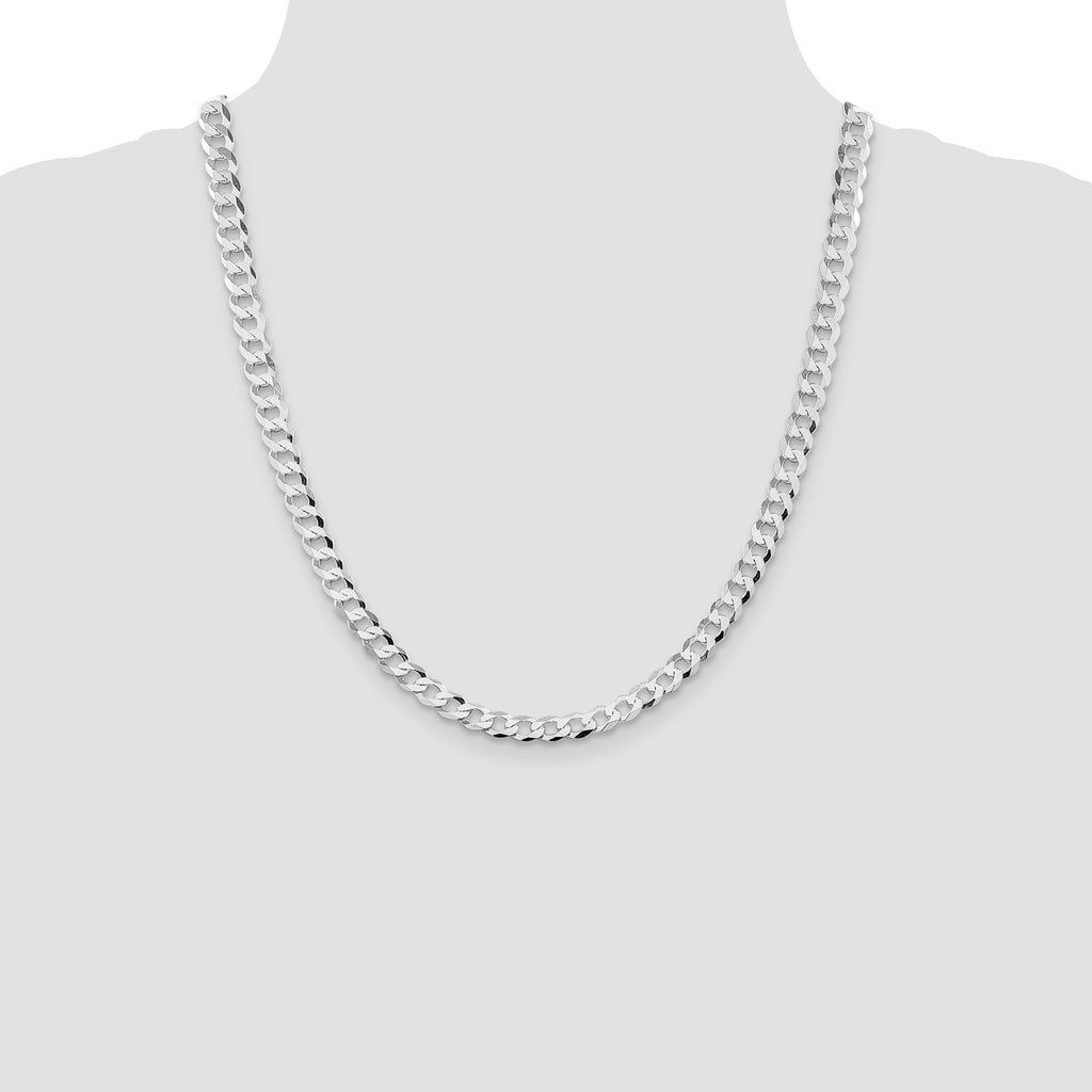 Sterling Silver Rhodium-Plated Curb Chain Necklace 6.8mm