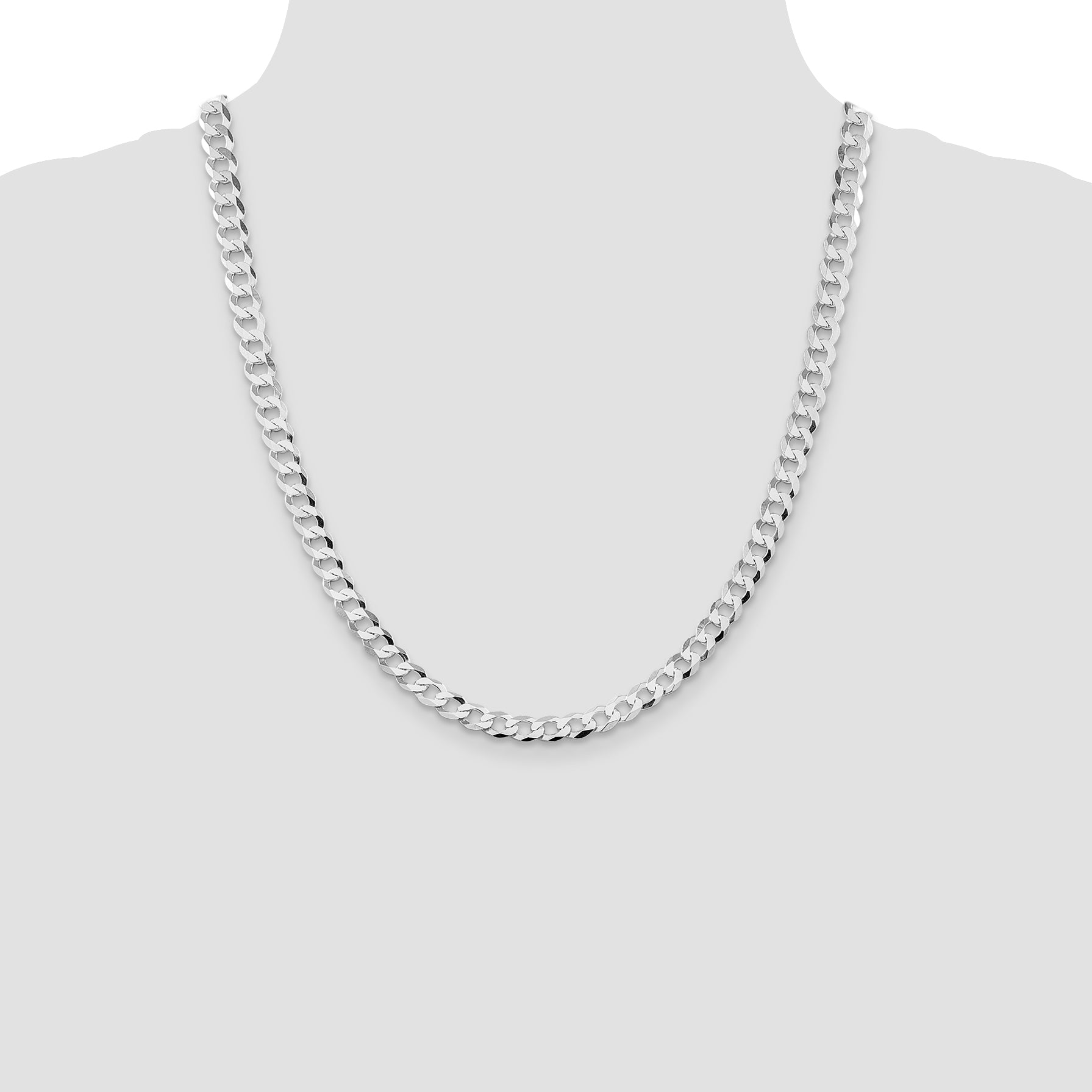 Sterling Silver Rhodium-Plated Curb Chain Necklace 6.8mm