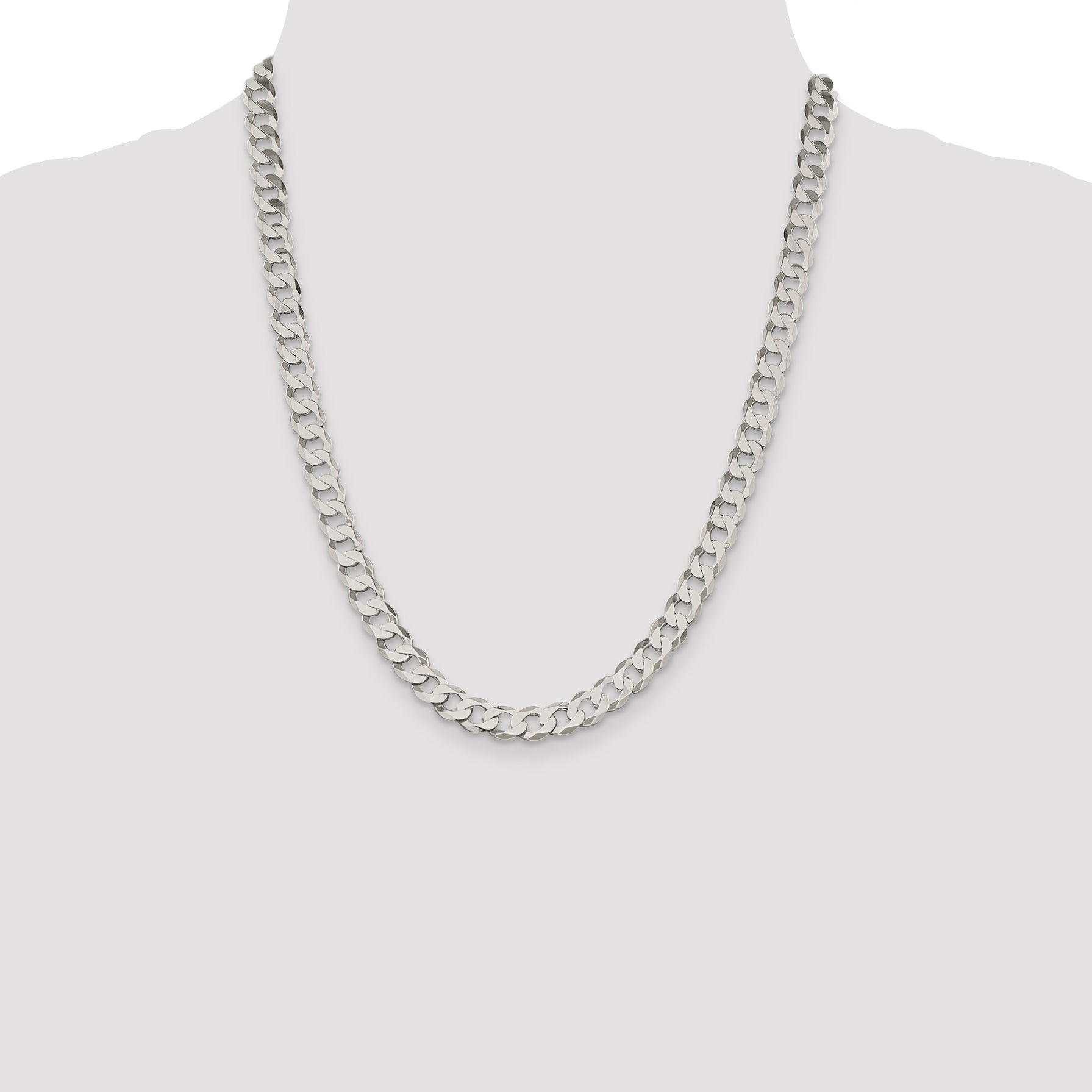 Sterling Silver 7.5mm Flat Curb Chain