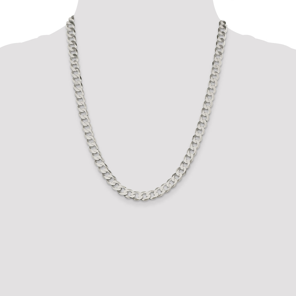 Sterling Silver 7.5mm Flat Curb Chain
