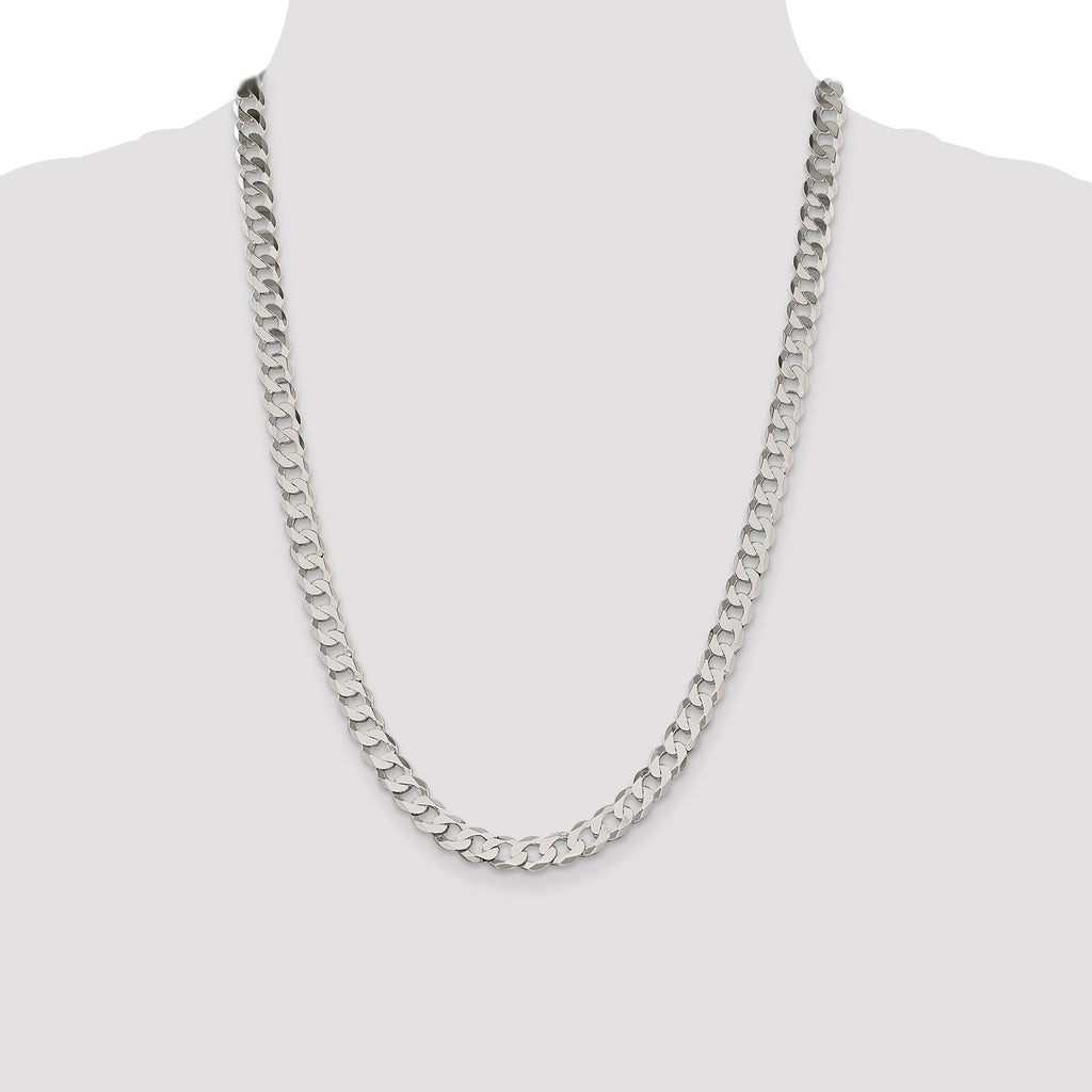 Sterling Silver 7.5mm Flat Curb Chain