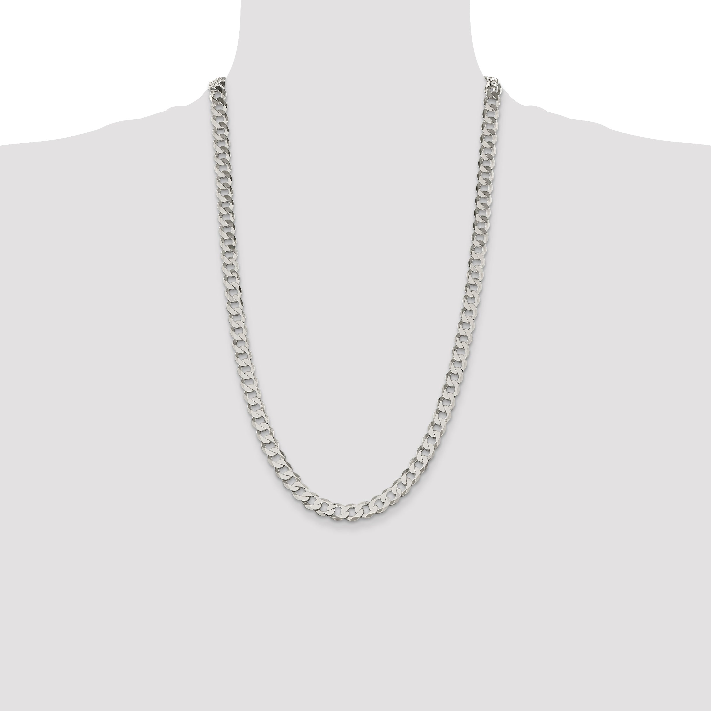 Sterling Silver 7.5mm Flat Curb Chain