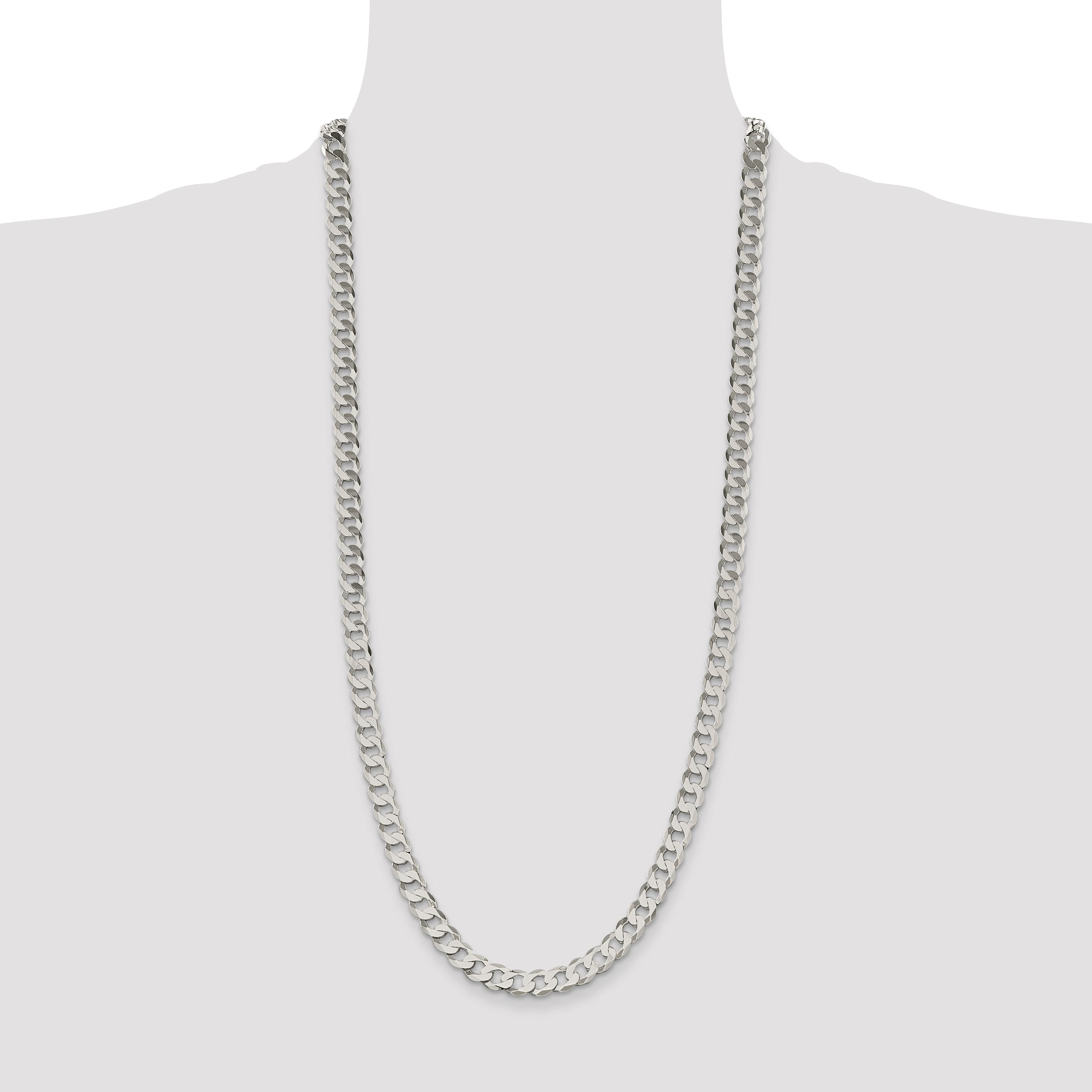 Sterling Silver 7.5mm Flat Curb Chain