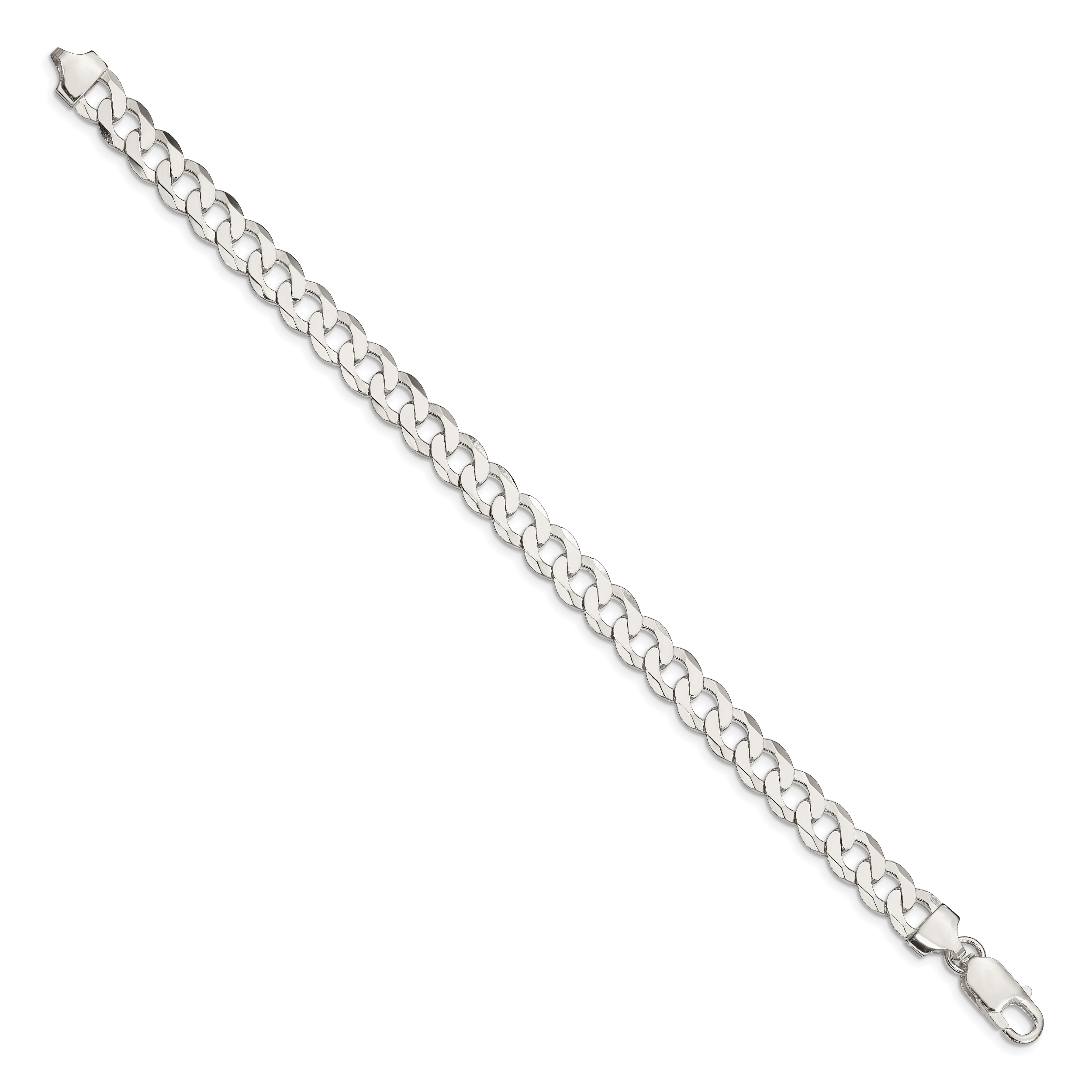 Flat Curb Chain Bracelet in Sterling Silver, 7.5mm Secondary image