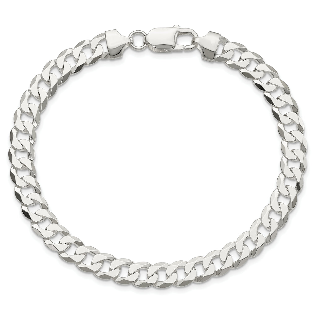 Sterling Silver 7.5mm Flat Curb Chain
