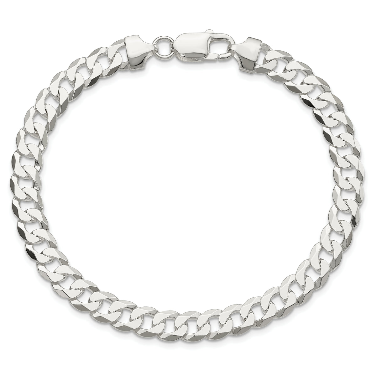 Sterling Silver 7.5mm Flat Curb Chain