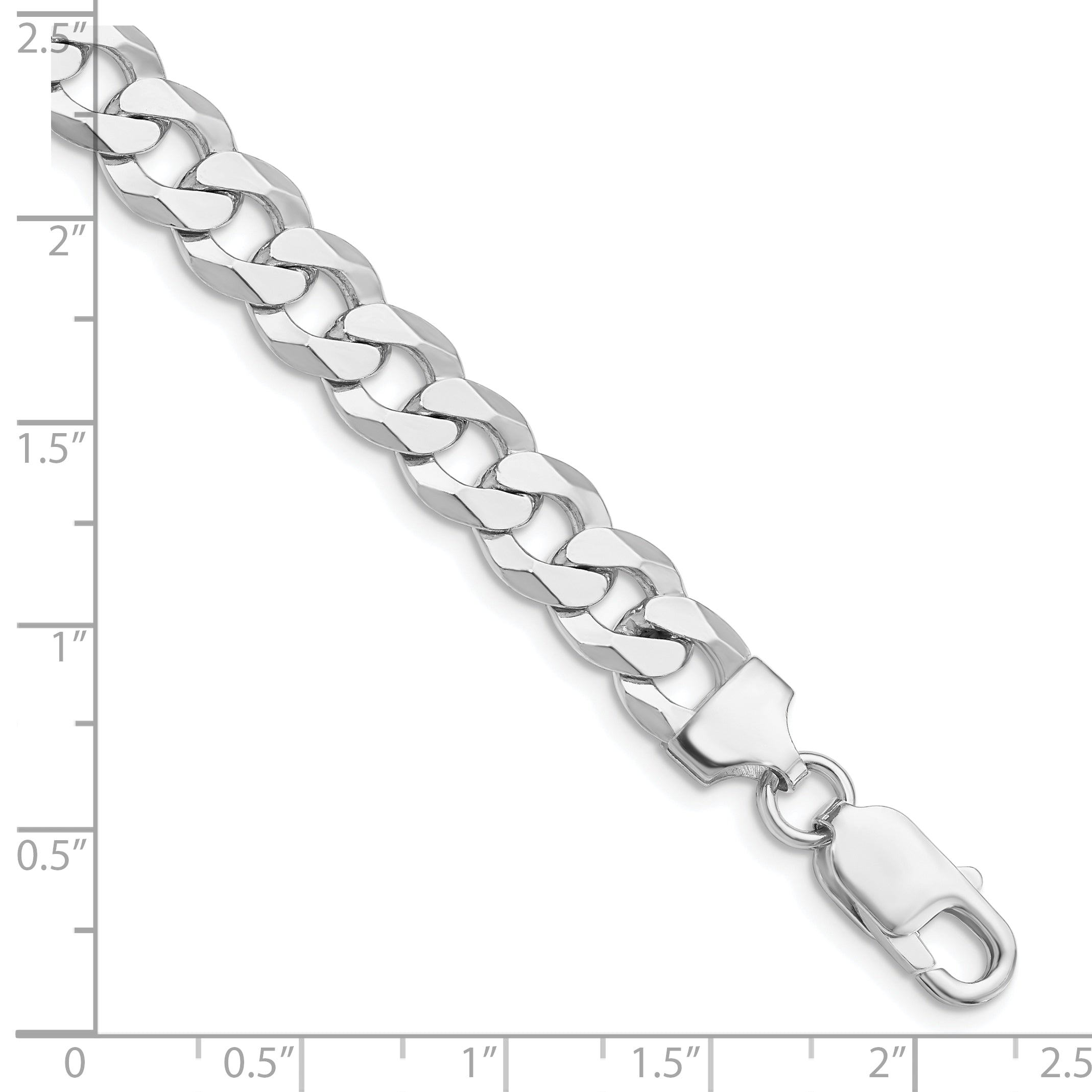 Flat Curb Chain Bracelet in Sterling Silver, 8.5mm Secondary image