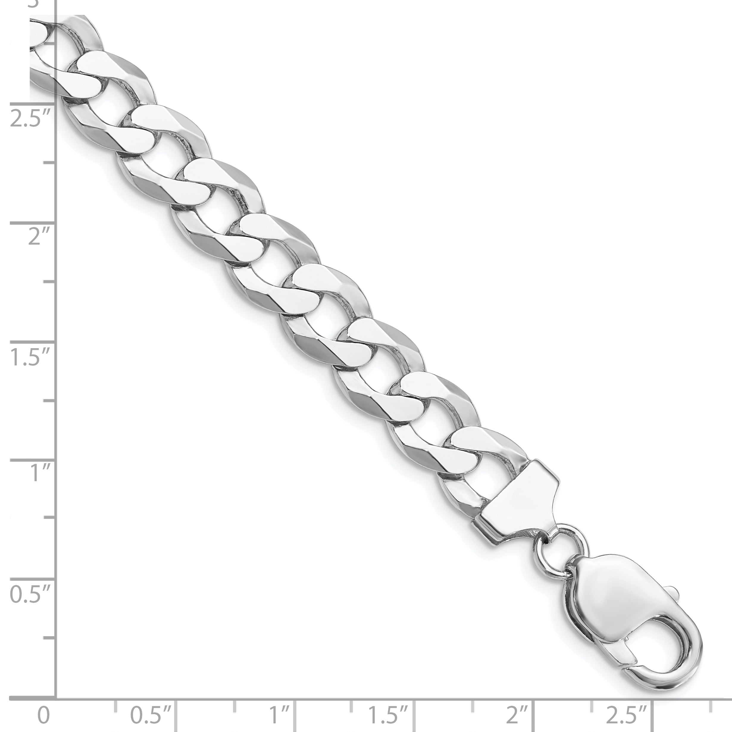 Flat Curb Chain Bracelet in Sterling Silver, 9.75mm Secondary image