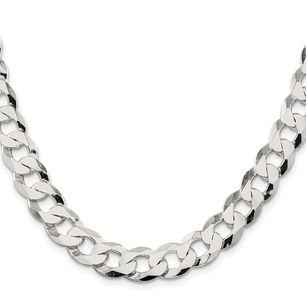 Sterling Silver Rhodium-Plated Curb Chain Necklace 11.75mm