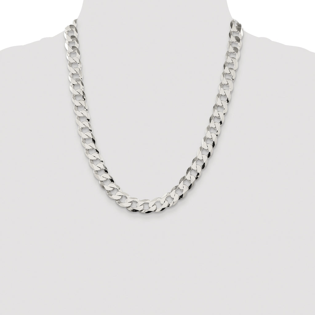 Sterling Silver Rhodium-plated 11.75mm Flat Curb Chain
