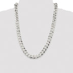 Sterling Silver Rhodium-plated 11.75mm Flat Curb Chain