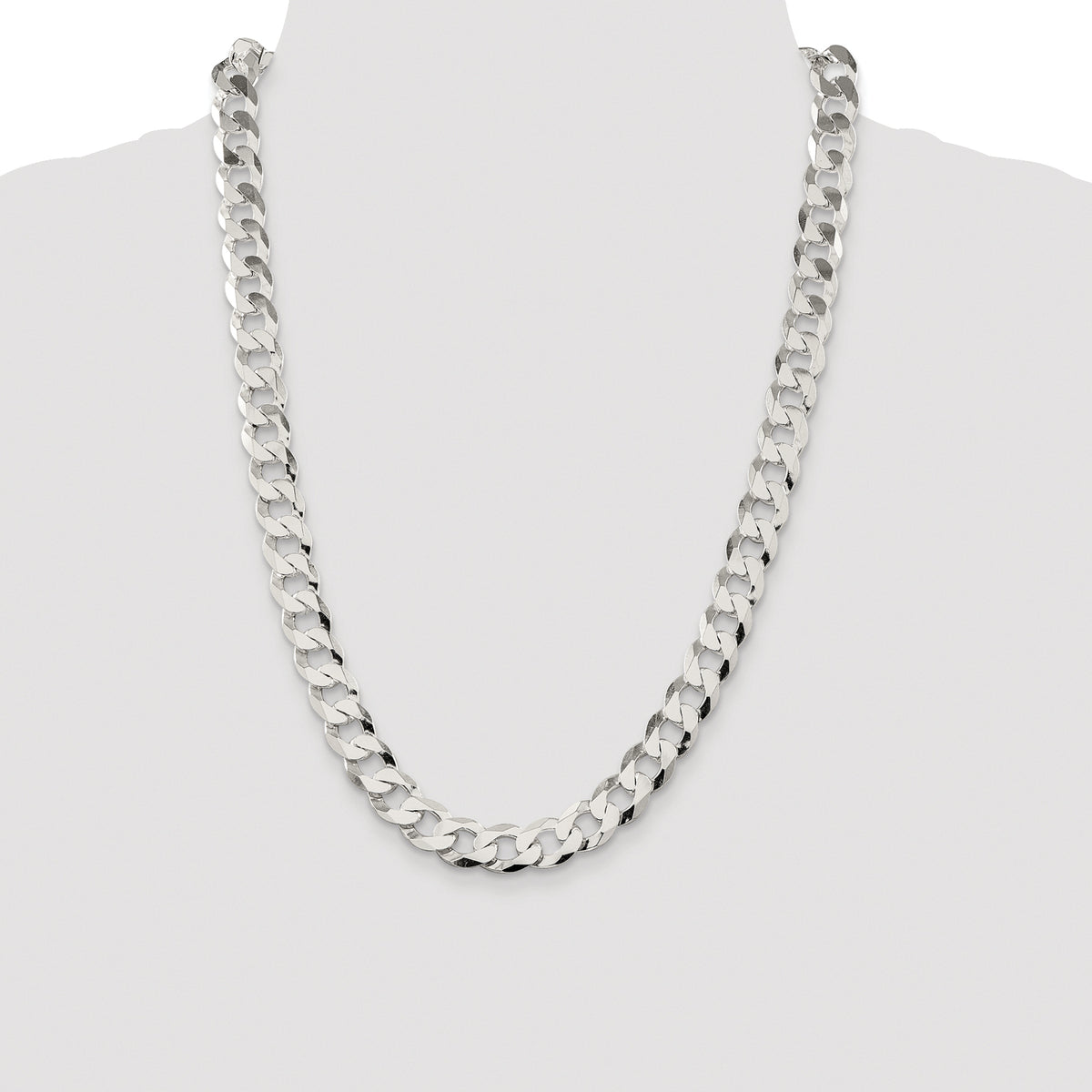 Sterling Silver Rhodium-plated 11.75mm Flat Curb Chain