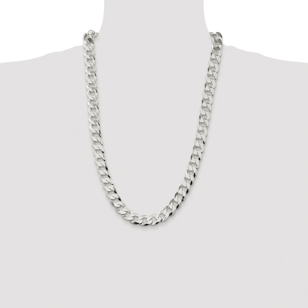 Sterling Silver Rhodium-plated 11.75mm Flat Curb Chain