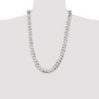 Sterling Silver Rhodium-plated 11.75mm Flat Curb Chain