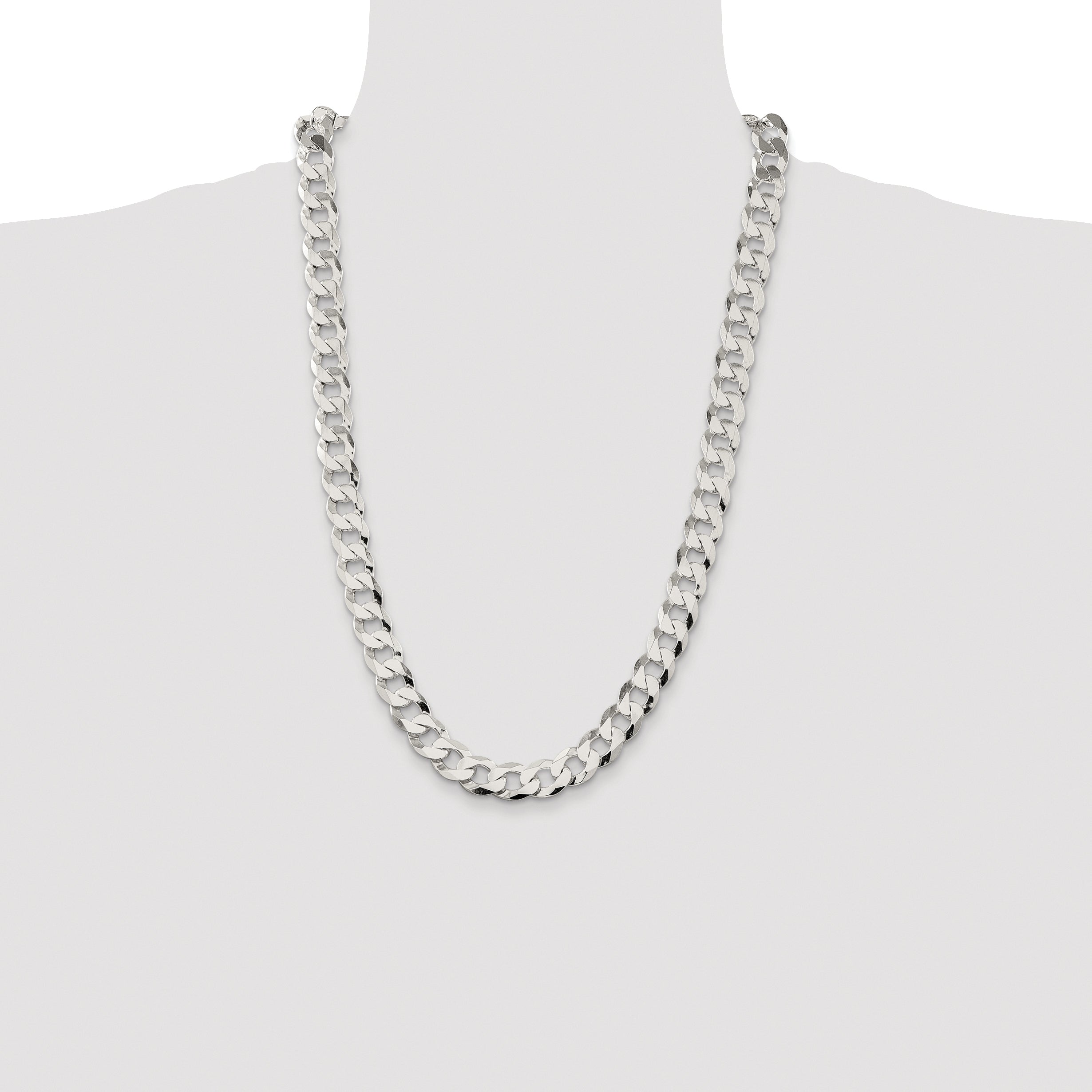 Sterling Silver Rhodium-plated 11.75mm Flat Curb Chain