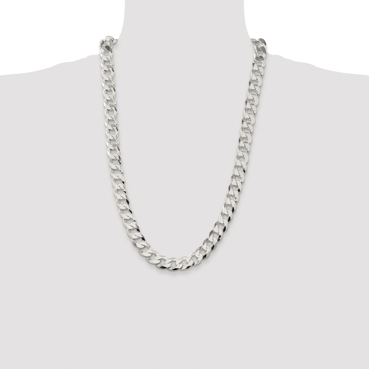 Sterling Silver Rhodium-plated 11.75mm Flat Curb Chain