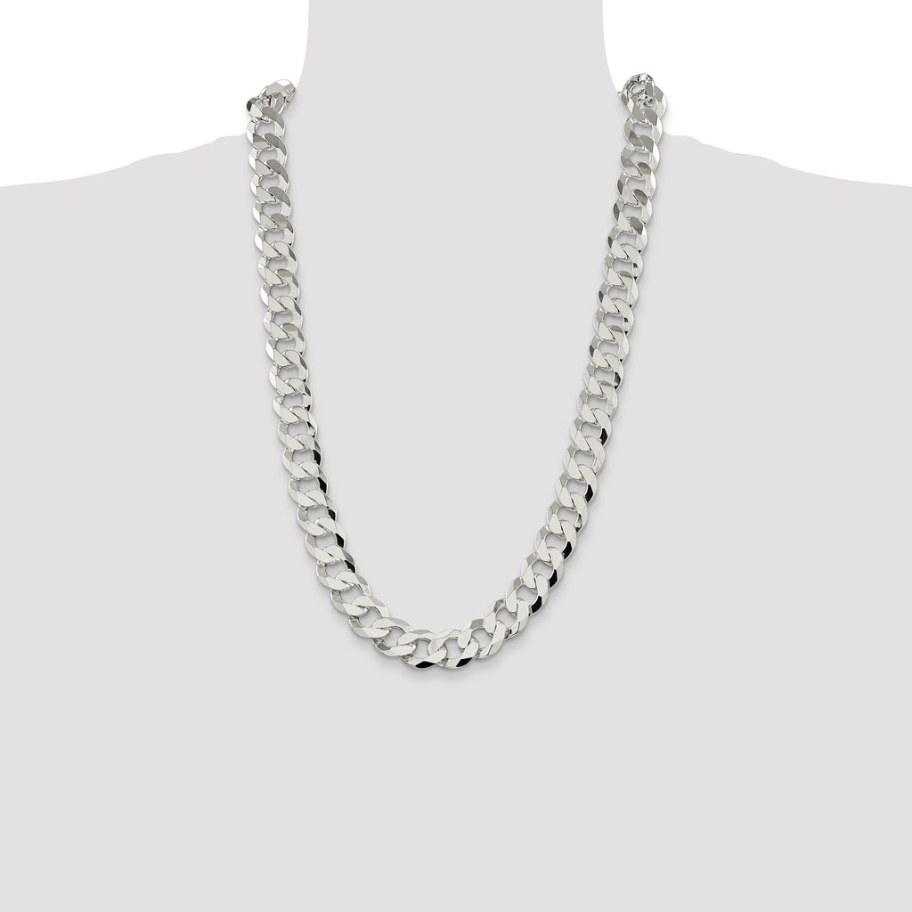 Sterling Silver 14mm Flat Curb Chain