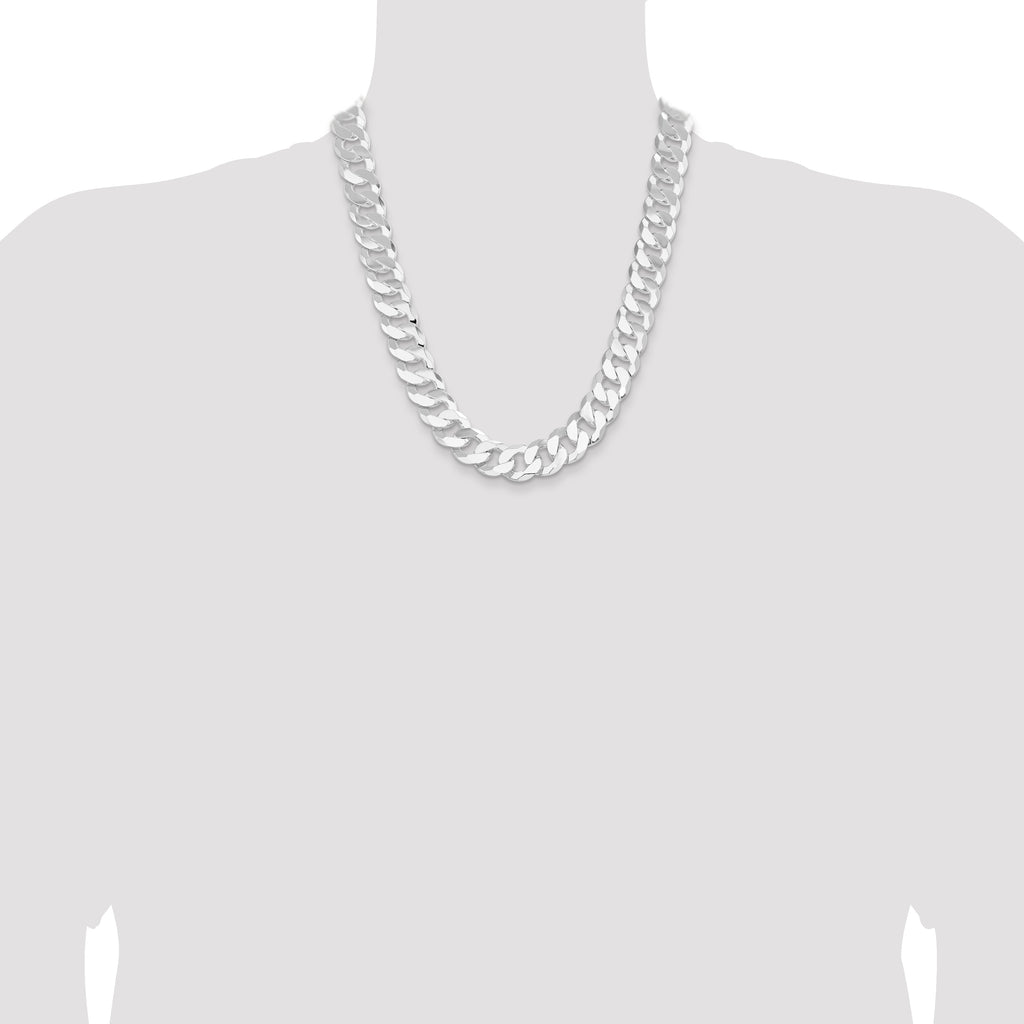 Sterling Silver 16mm Flat Curb Chain