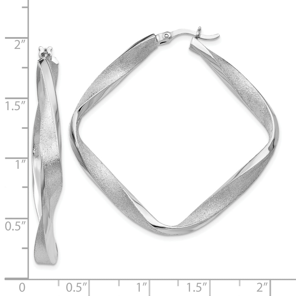 Sterling Silver RH-plated Radiant Essence Twisted Hoop Earrings