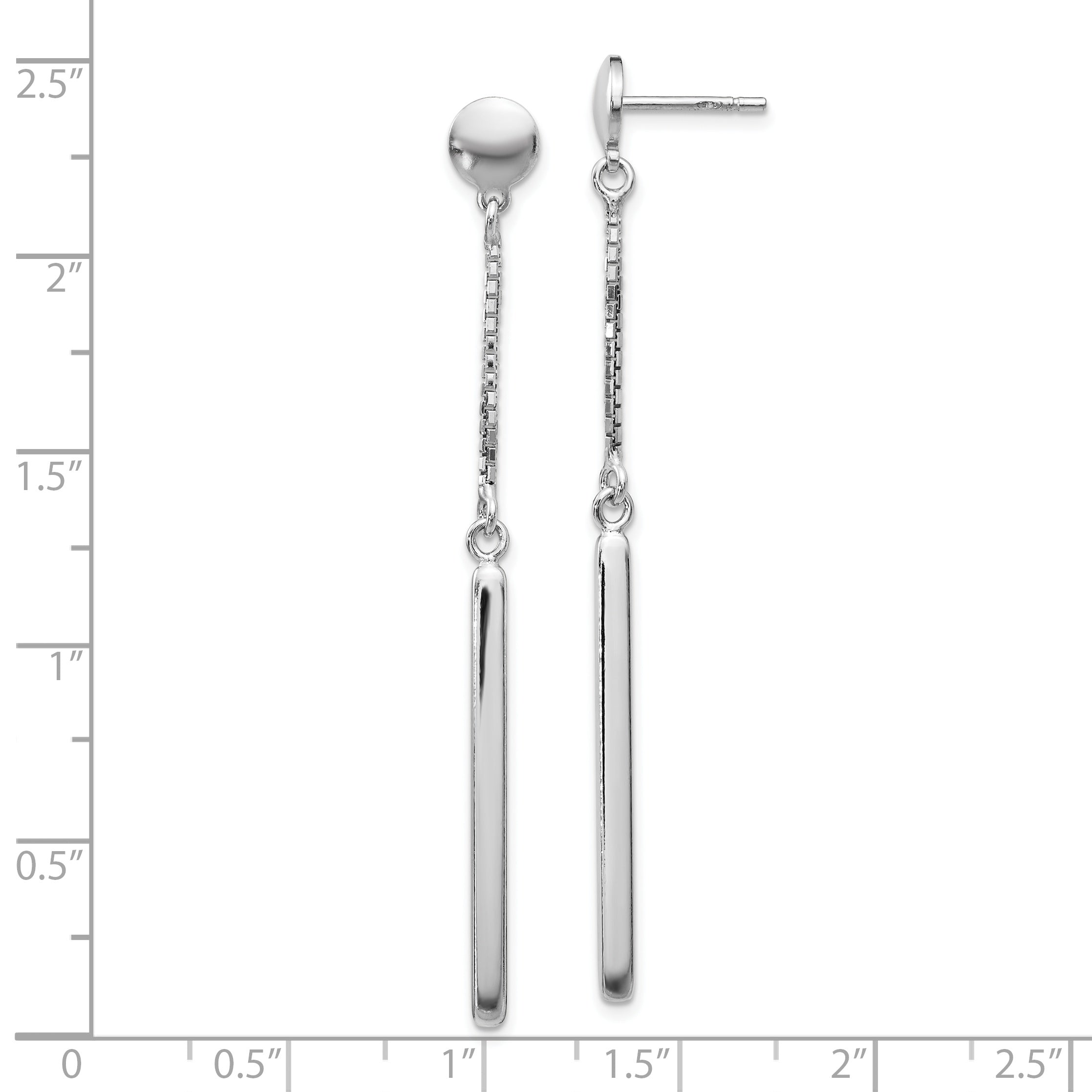Sterling Silver RH-plated Polished Post Dangle Earrings