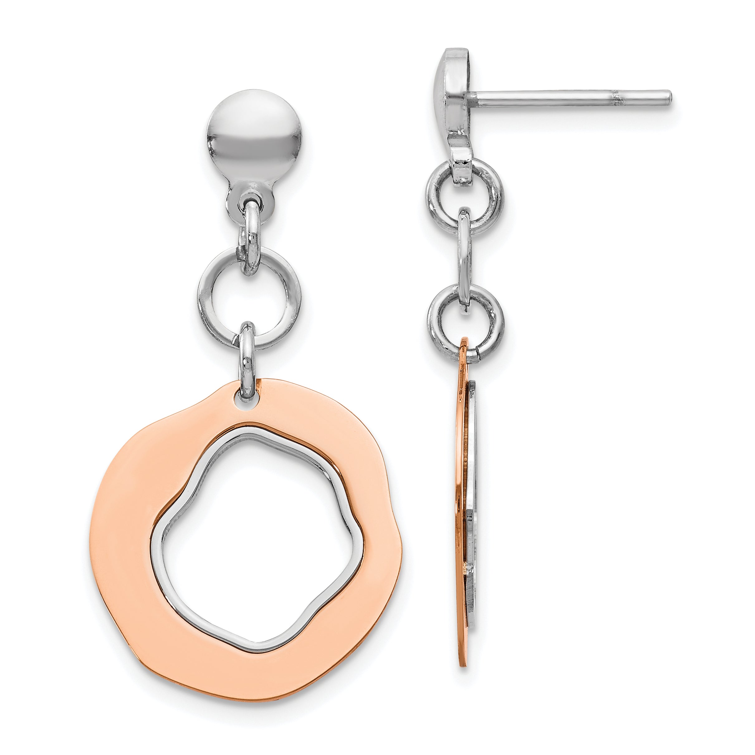 Sterling Silver Rose Gold-plated Post Dangle Earrings Main image