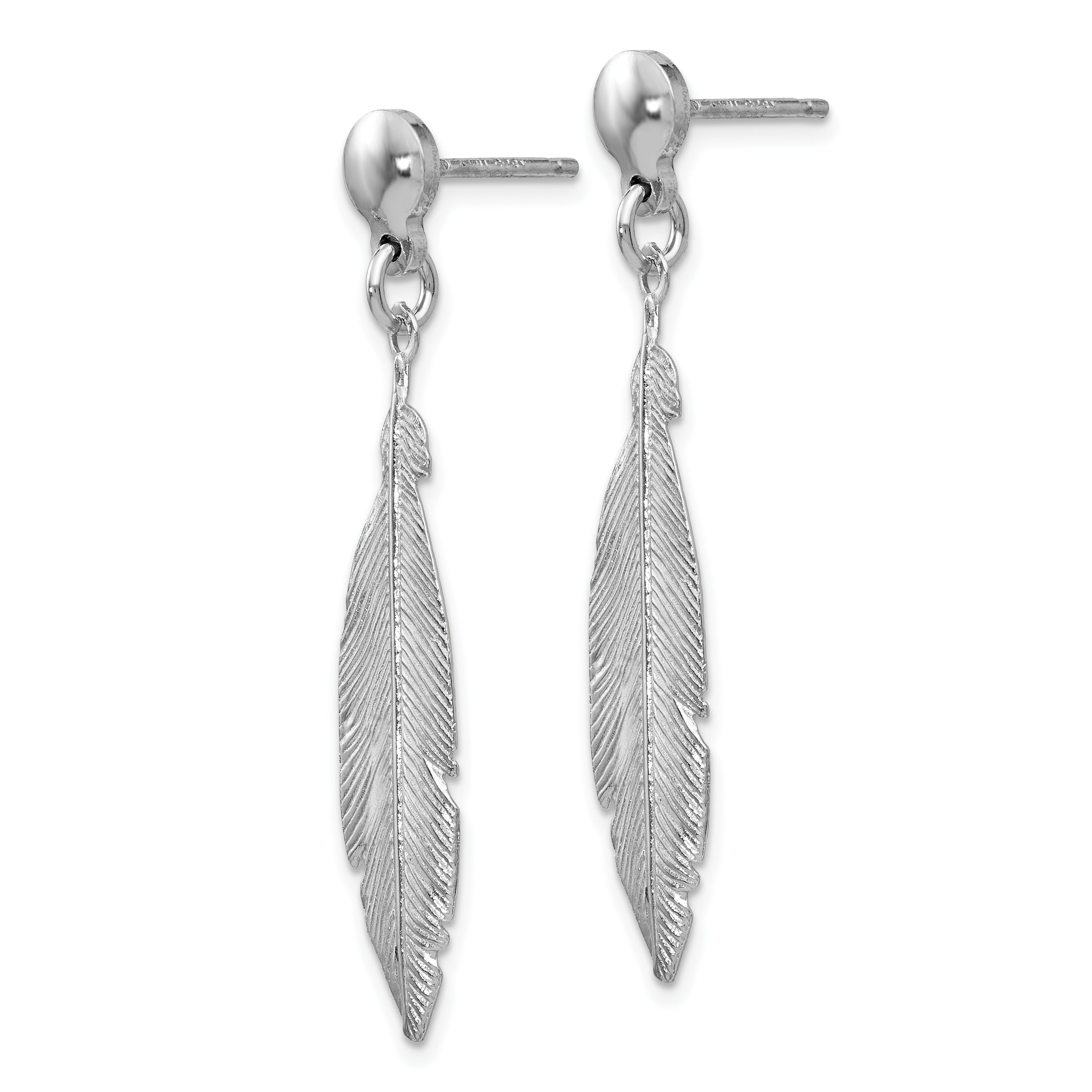 Sterling Silver Rhodium-plated Leaf Post Dangle Earrings Secondary image