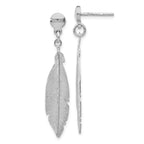 Sterling Silver Rhodium-plated Leaf Post Dangle Earrings