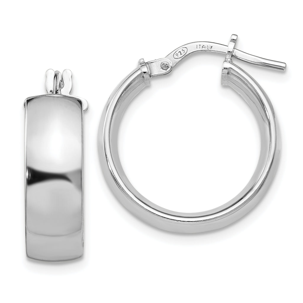 Sterling Silver Rhodium-plated Hoop Earrings