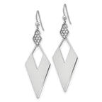 Sterling Silver RH-plated Polished Crystal Diamond Shape Dangle Ea