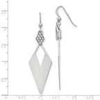 Sterling Silver RH-plated Polished Crystal Diamond Shape Dangle Ea