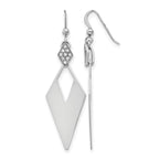 Sterling Silver RH-plated Polished Crystal Diamond Shape Dangle Ea