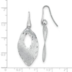 SS RH-plated Textured & D/C Dangle Shepherd Hook Earrings