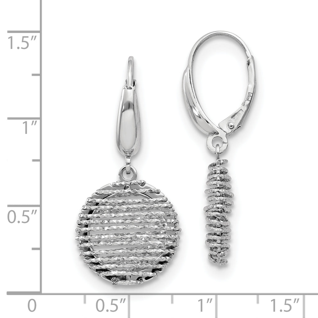 SS RH-plated Polished D/C Open Center Leverback Earrings