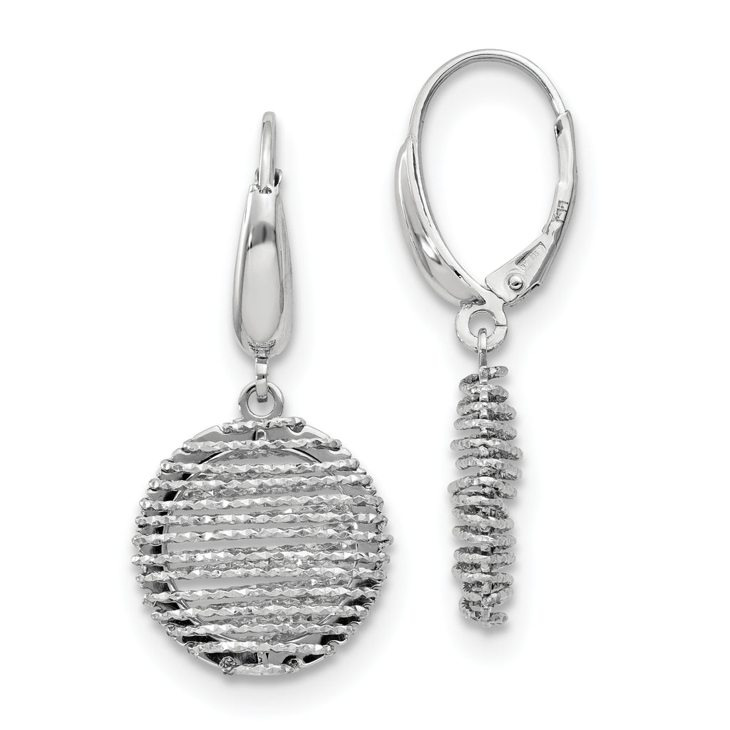 SS RH-plated Polished D/C Open Center Leverback Earrings