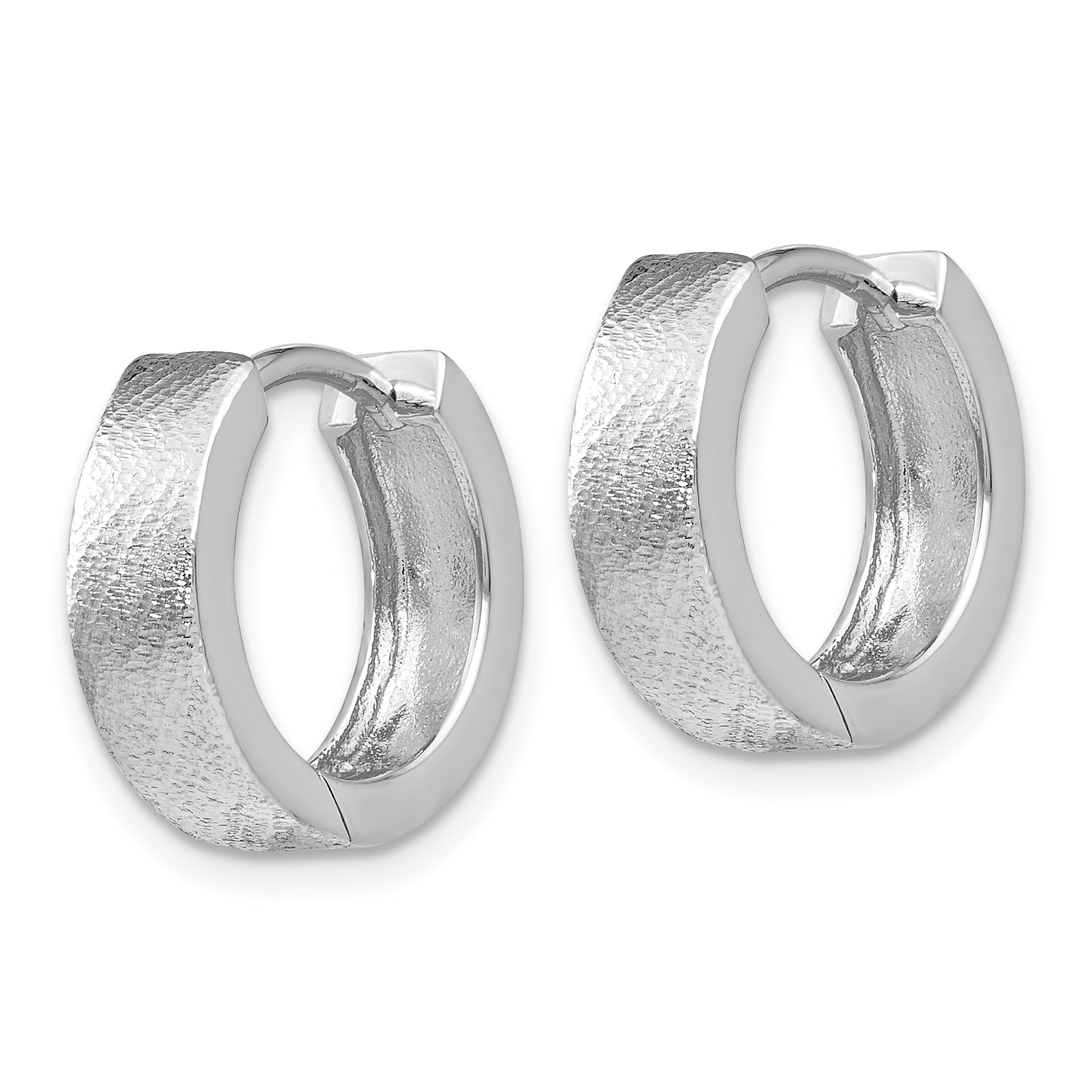 SS RH-plated Radiant Essence Textured Huggie Hoop Earrings