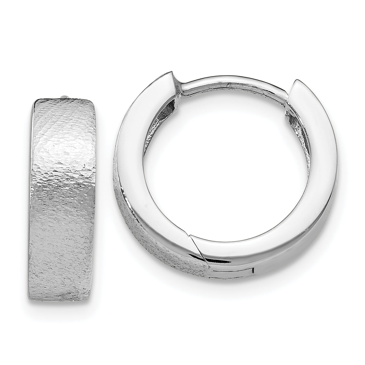 SS RH-plated Radiant Essence Textured Huggie Hoop Earrings