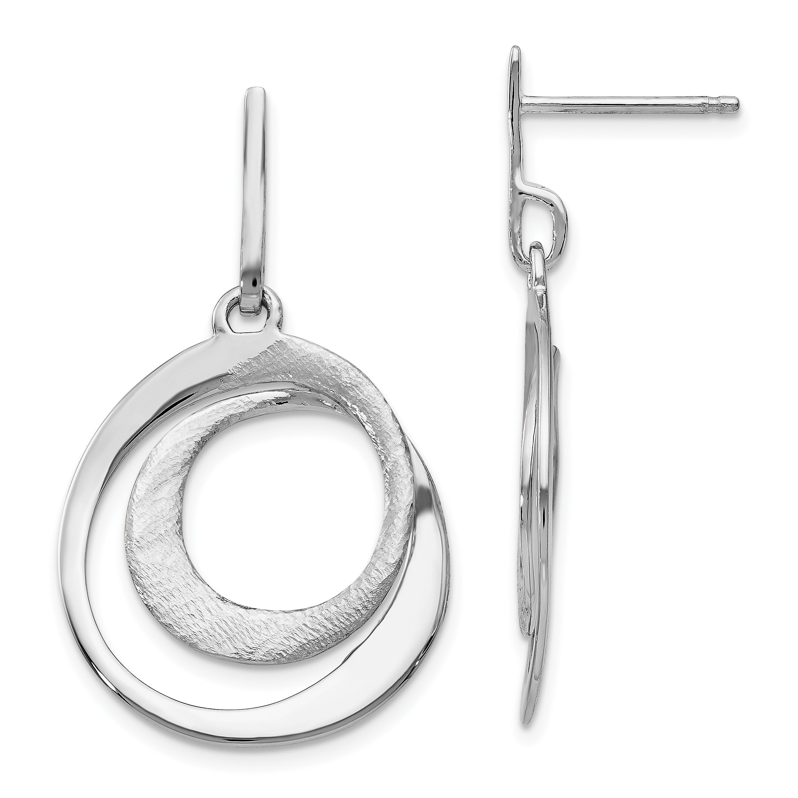 SS RH-plated Radiant Essence Textured Post Dangle Earrings Main image