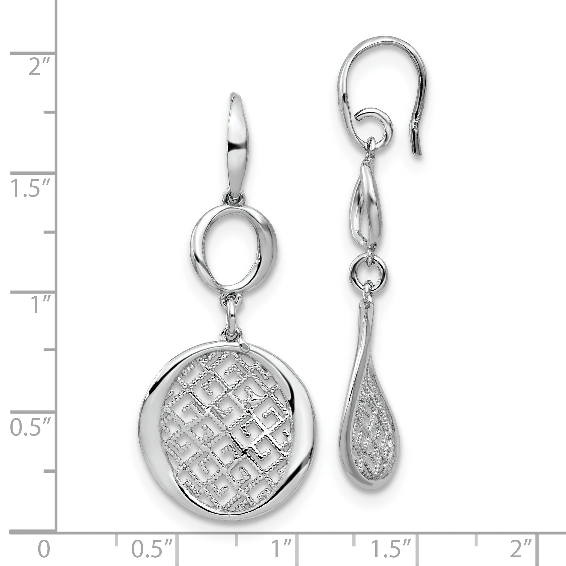 Sterling Silver Rhodium-plated Filigree Dangle Earrings