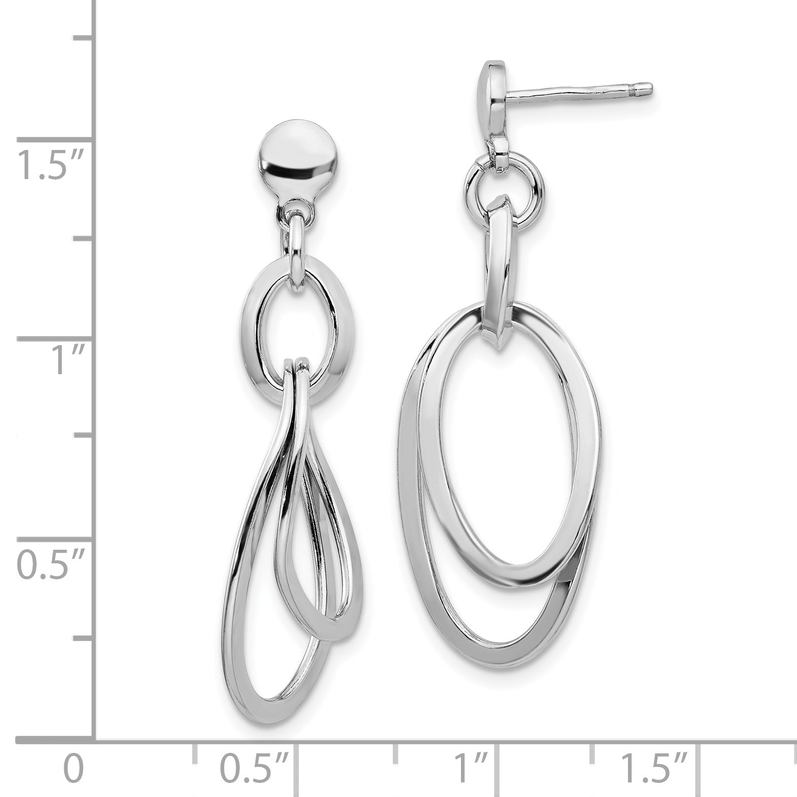Sterling Silver Rhodium-plated Polished Dangle Earrings
